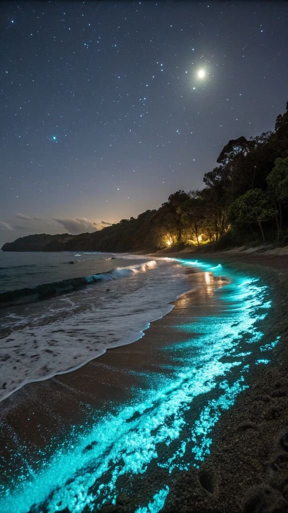 **Glowing Ocean Breeze - Bioluminescent Beaches You Must See in Costa Rica design idea